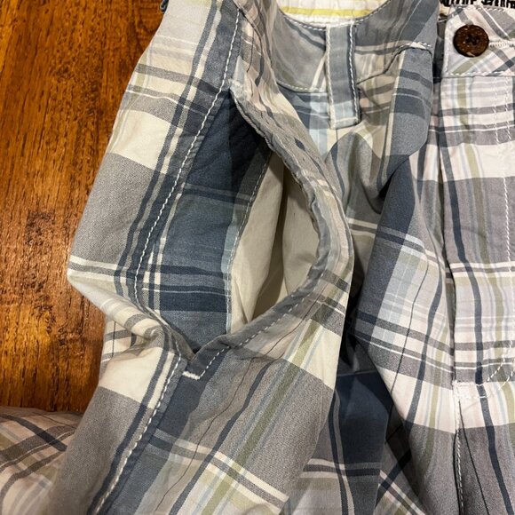Lot of 2 Men's Plaid Short Brown & White Aeropostale and Blue & White Tailor Vtg - Picture 8 of 14
